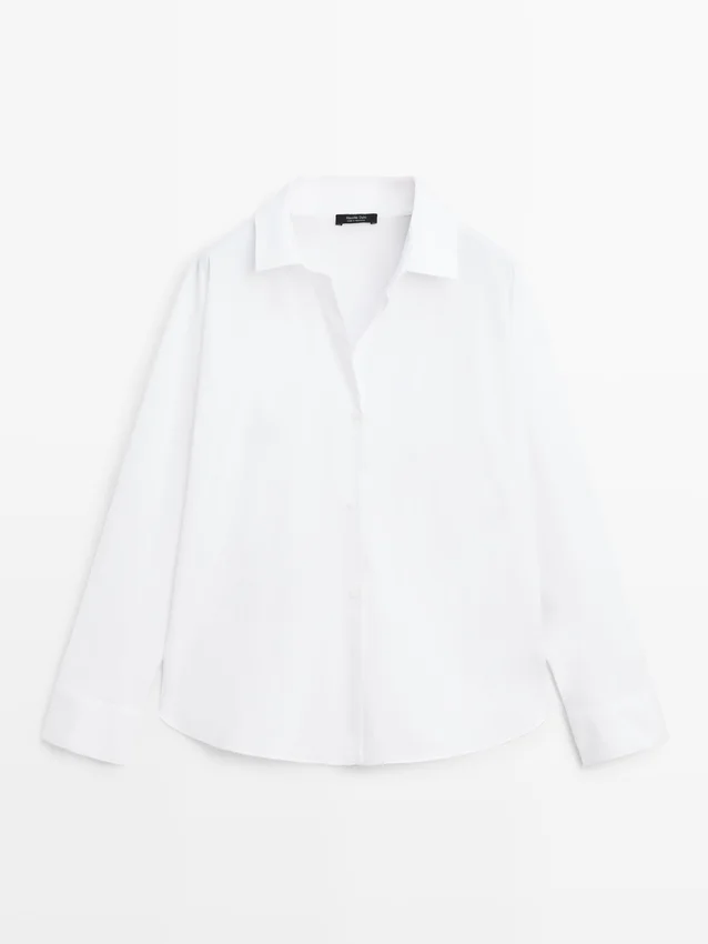 Katoenen popeline overhemd met coupenaden Katoenen popeline overhemd met coupenaden