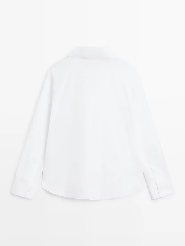 Katoenen popeline overhemd met coupenaden Katoenen popeline overhemd met coupenaden