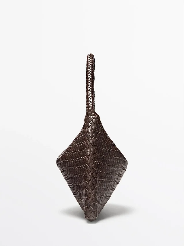 Kleine gevlochten leren schoudertas Kleine gevlochten leren schoudertas