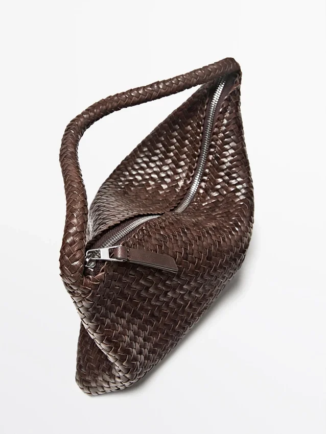 Kleine gevlochten leren schoudertas Kleine gevlochten leren schoudertas