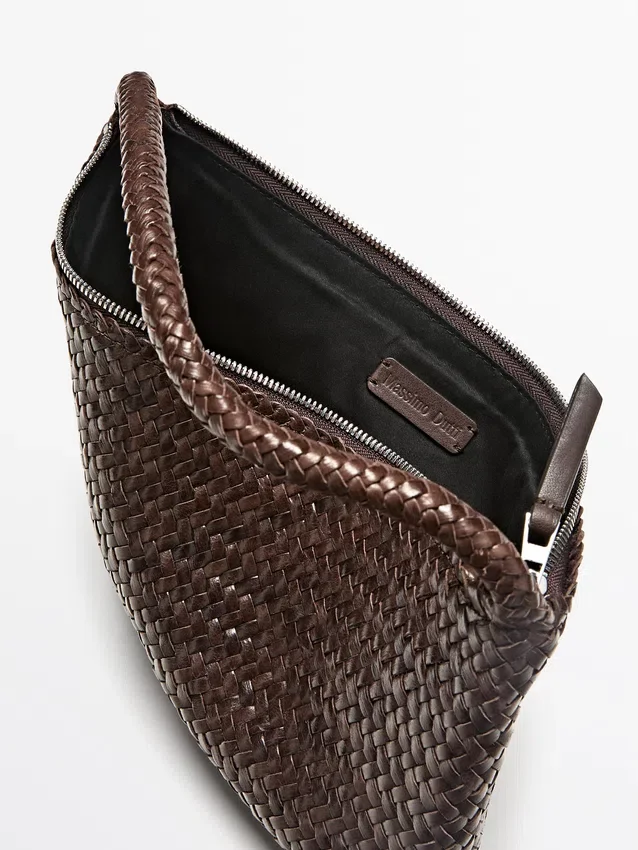 Kleine gevlochten leren schoudertas Kleine gevlochten leren schoudertas
