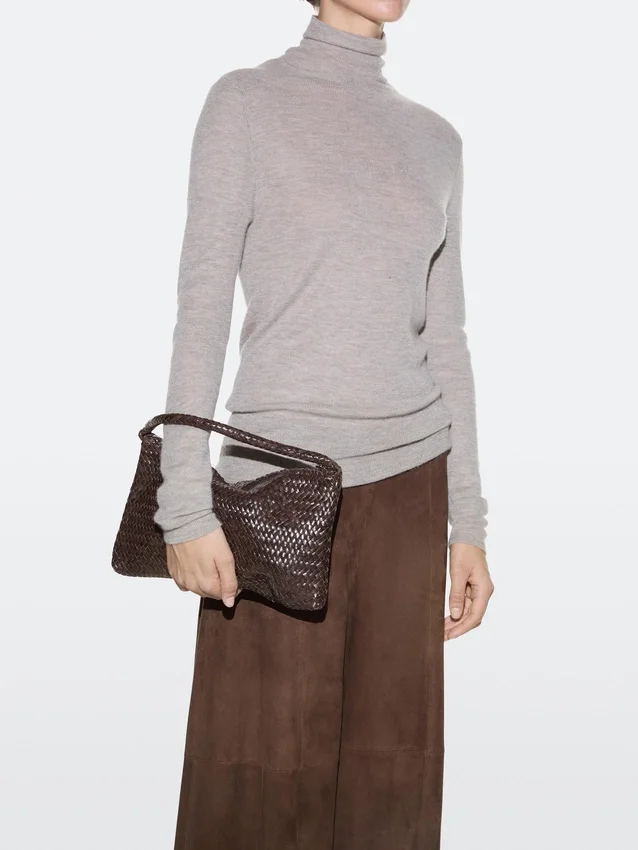 Kleine gevlochten leren schoudertas Kleine gevlochten leren schoudertas