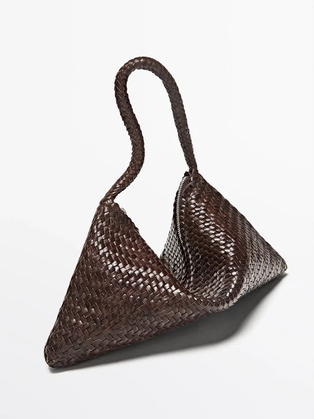 Kleine gevlochten leren schoudertas Kleine gevlochten leren schoudertas