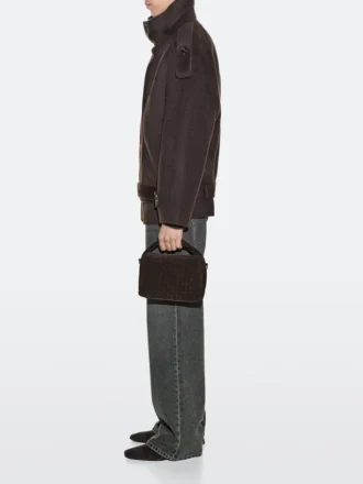 Kleine gevlochten tas van gespleten leer