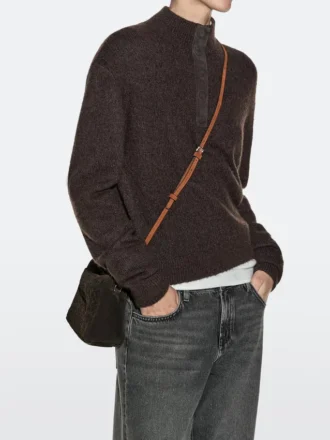 Kleine gevlochten tas van gespleten leer