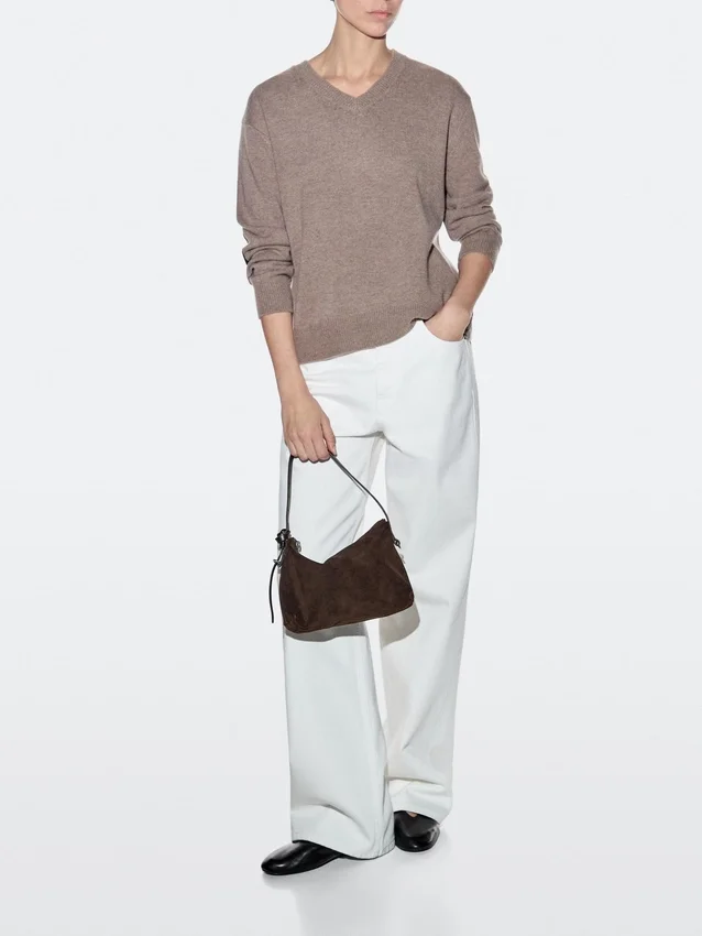 Kleine tas van gespleten suède Kleine tas van gespleten suède