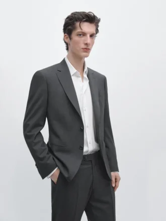 Koele wollen kostuum-blazer