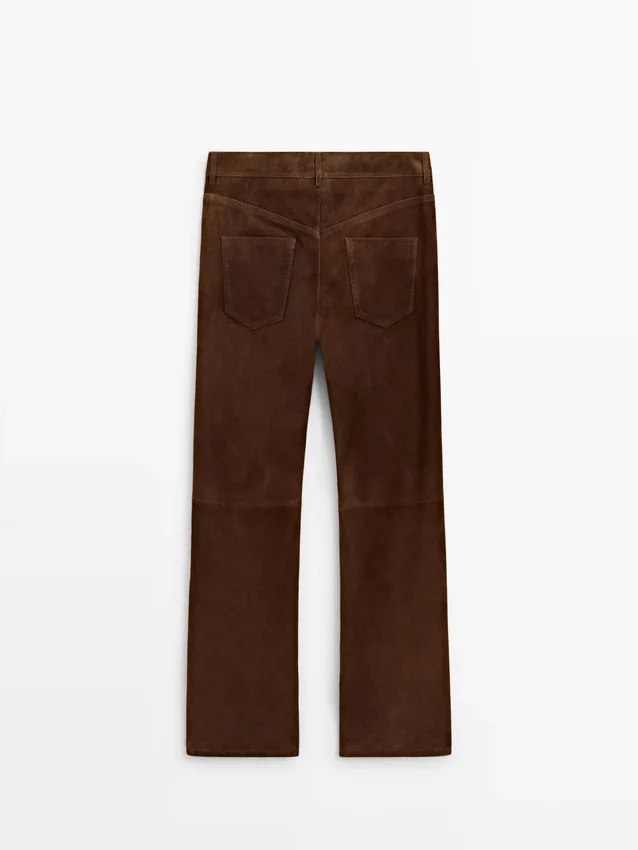 Korte suède leren broek met trekkoorden Korte suède leren broek met trekkoorden