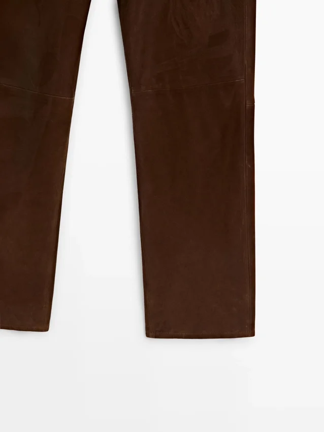 Korte suède leren broek met trekkoorden Korte suède leren broek met trekkoorden