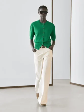 Kortmouwig gebreid vest van katoenmix