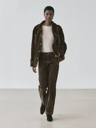 Laag uitgesneden straight-leg jeans met flockafwerking