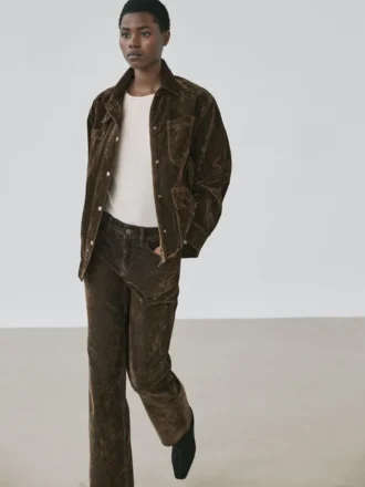 Laag uitgesneden straight-leg jeans met flockafwerking