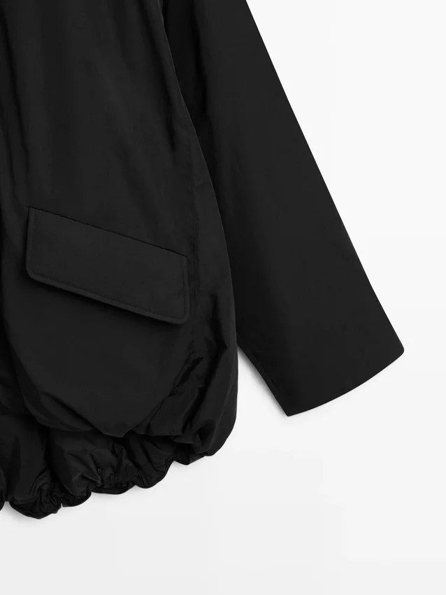 Lange parka van technisch materiaal Lange parka van technisch materiaal