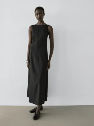 Lange, soepel vallende jurk van linnenmix