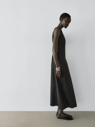 Lange, soepel vallende jurk van linnenmix