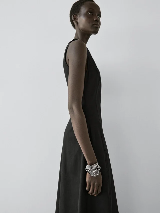 Lange, soepel vallende jurk van linnenmix Lange, soepel vallende jurk van linnenmix