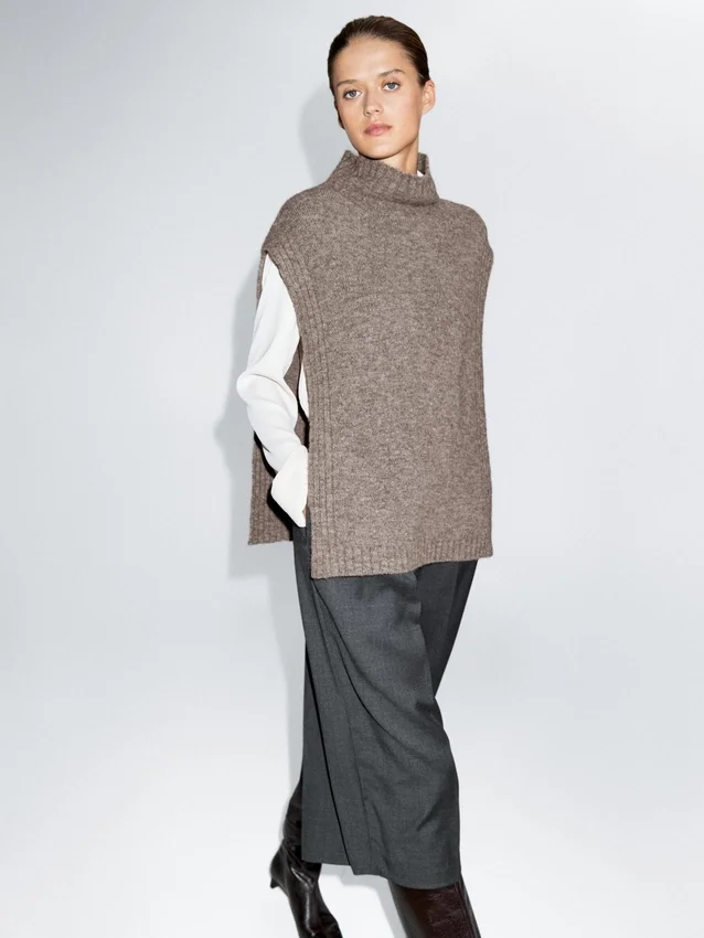 Lange wollen bermuda met coupenaden Lange wollen bermuda met coupenaden