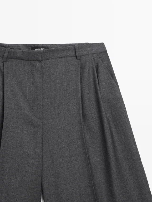 Lange wollen bermuda met coupenaden Lange wollen bermuda met coupenaden