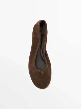 Leren ballerina’s met knoop