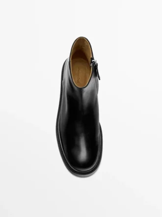 Leren enkellaarzen met suède voering