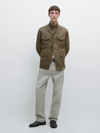 Leren jas van geitenleer met verouderd effect