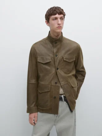 Leren jas van geitenleer met verouderd effect