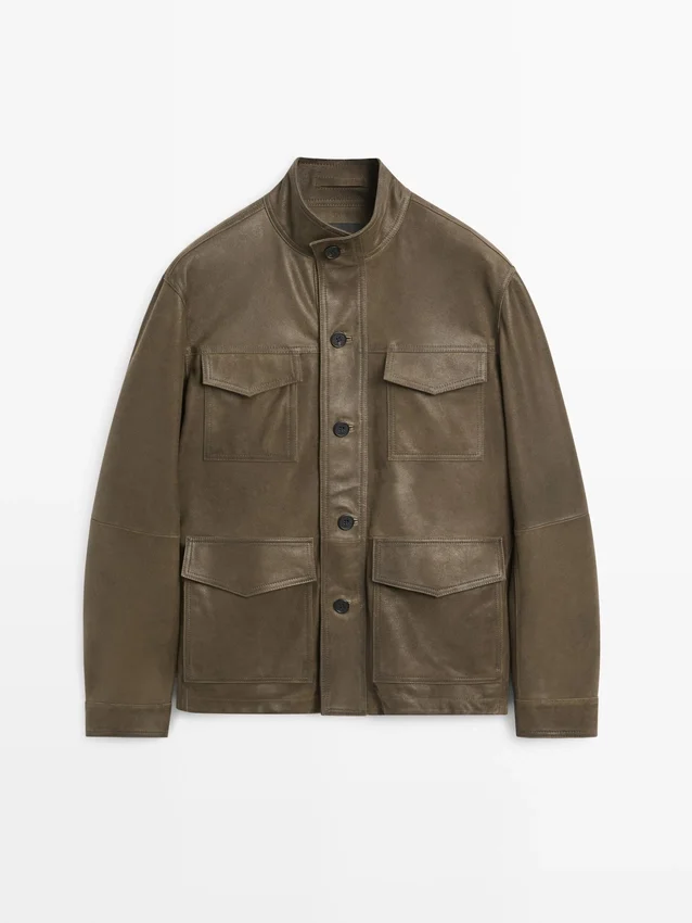 Leren jas van geitenleer met verouderd effect Leren jas van geitenleer met verouderd effect