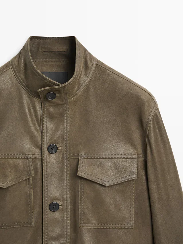 Leren jas van geitenleer met verouderd effect Leren jas van geitenleer met verouderd effect
