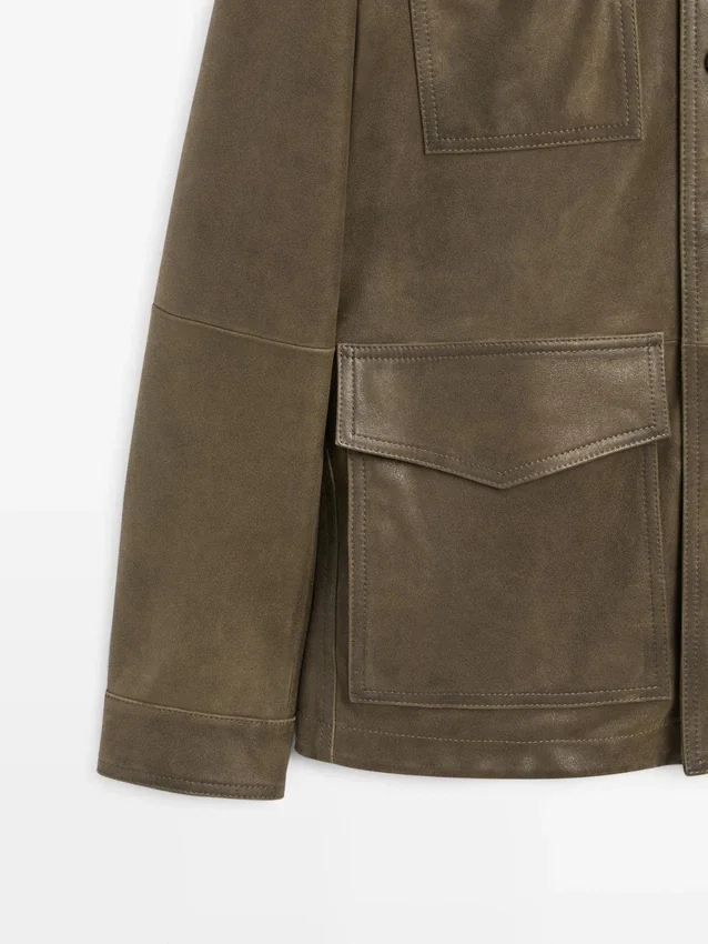 Leren jas van geitenleer met verouderd effect Leren jas van geitenleer met verouderd effect
