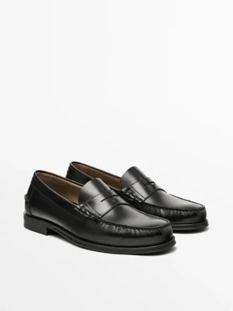Leren loafers met penny-riempje