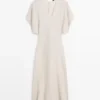 Lichtgewicht linnen midi-jurk met korte mouwen