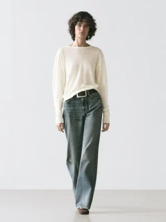 Lichtgewicht T-shirt van een wol-linnenmix