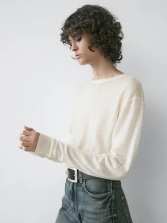 Lichtgewicht T-shirt van een wol-linnenmix