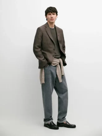 Linnen blazer met zakdetails