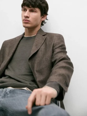 Linnen blazer met zakdetails