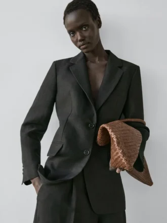 Linnen blazer met zakken