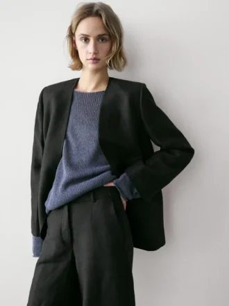 Linnen blazer zonder revers