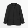 Linnen blazer zonder revers