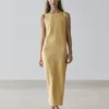 Linnen halter midi-jurk