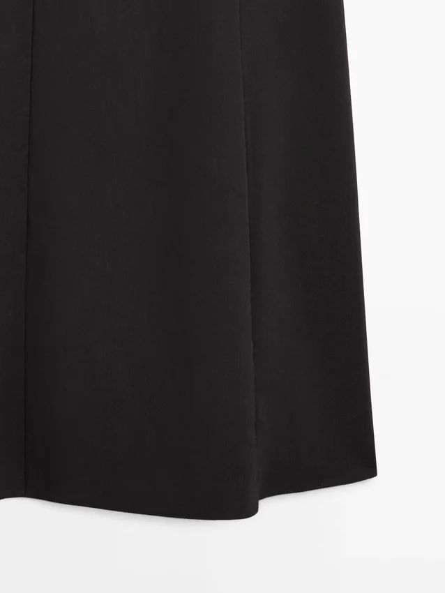 Linnen midi-jurk met bandjes Linnen midi-jurk met bandjes