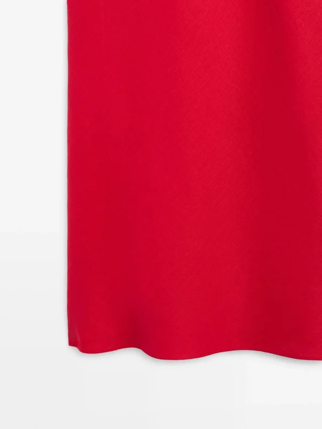 Linnen midi-jurk met bandjes Linnen midi-jurk met bandjes