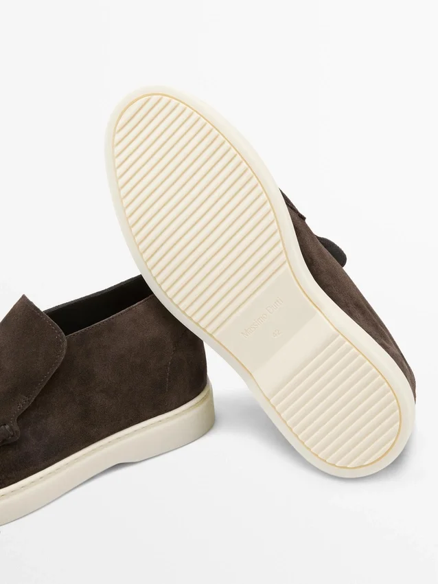 Loafers in laarzenstijl van gespleten leer Loafers in laarzenstijl van gespleten leer