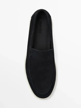 Loafers van gespleten leer met moc-neus