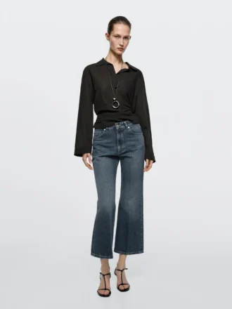 Mid-rise cropped flare-fit jeans