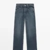 Mid-rise jeans met wijde pijpen