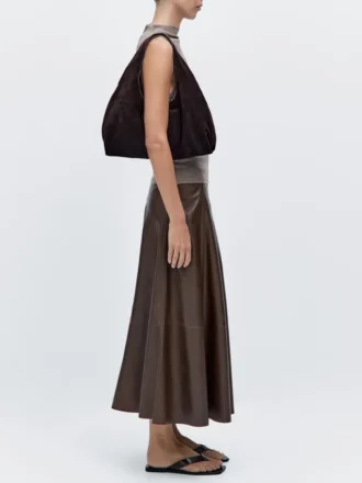 Middelgrote dameshandtas van gespleten leer