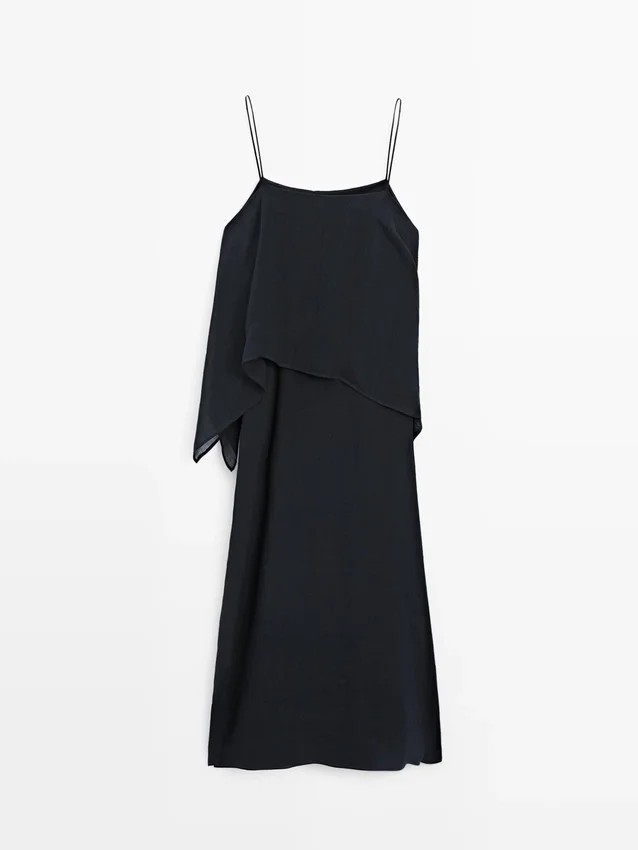 Midi-jurk met asymmetrische ruches Midi-jurk met asymmetrische ruches