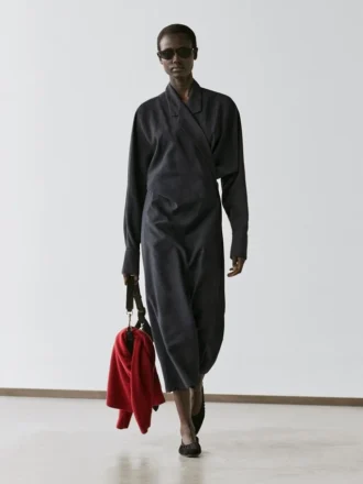 Midi-jurk met gedrapeerd detail