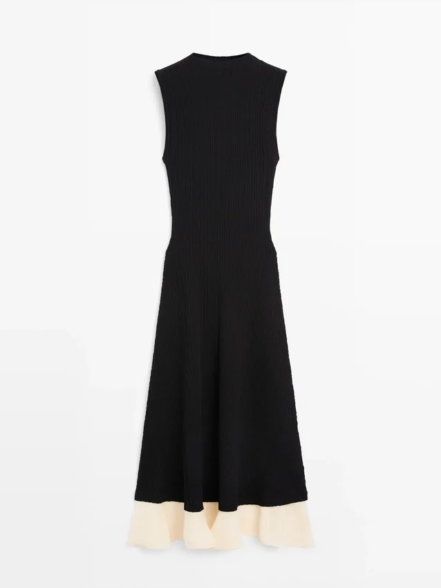 Midi-jurk met plooien en ruches Midi-jurk met plooien en ruches