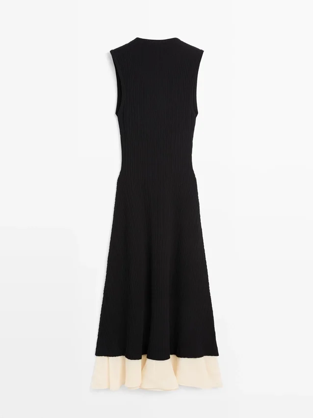 Midi-jurk met plooien en ruches Midi-jurk met plooien en ruches